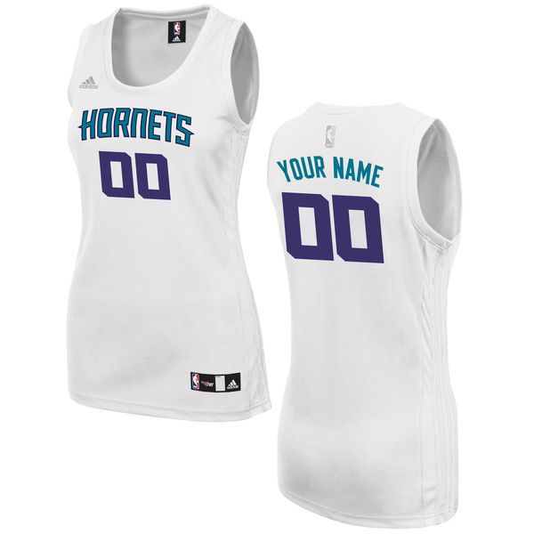 Women Charlotte Hornets Adidas White Custom Fashion NBA Jersey